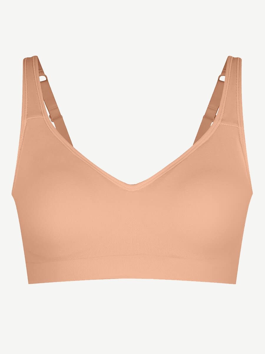 Wireless Seamless Bust Support Wide Shoulder Straps Shapewear Bra