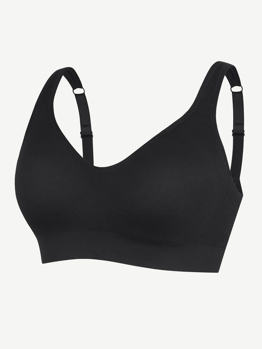 Wireless Seamless Bust Support Wide Shoulder Straps Shapewear Bra