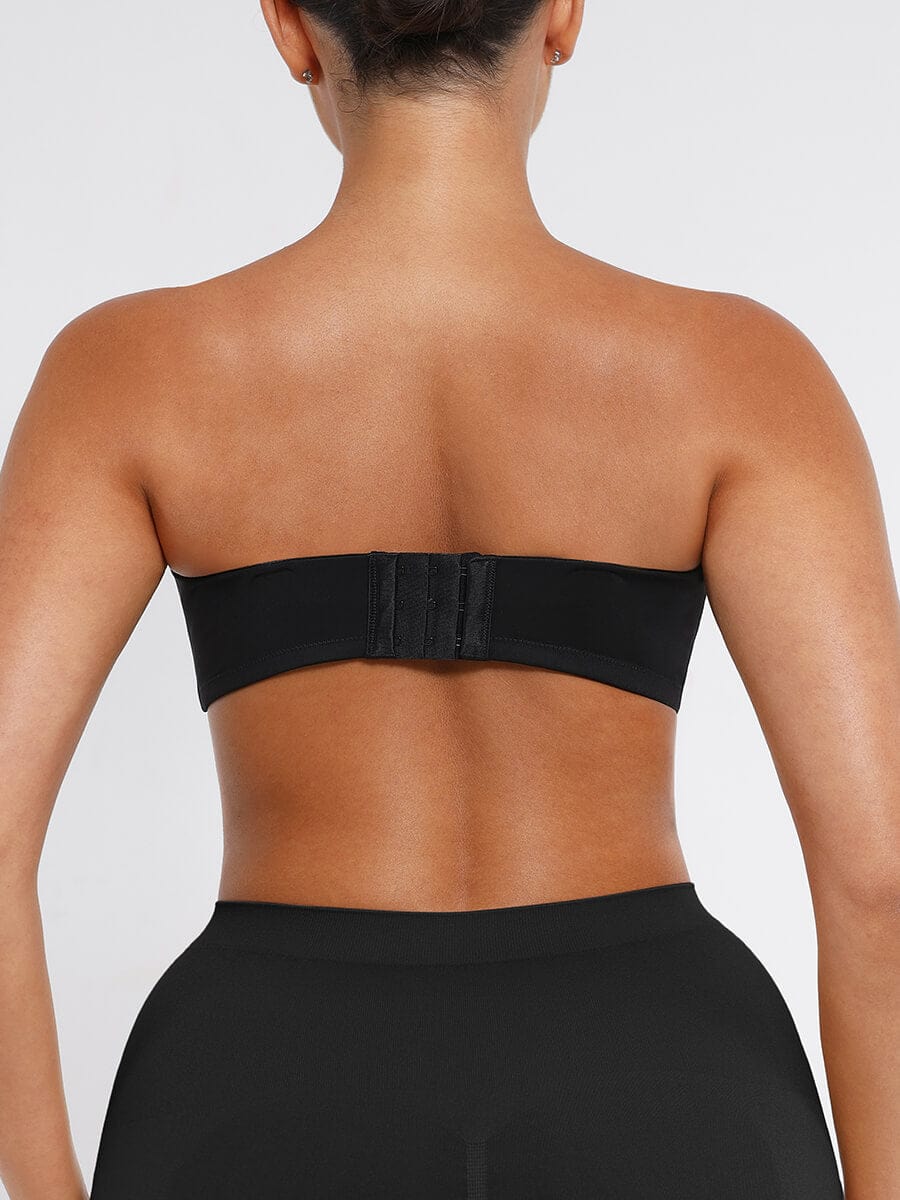 Strapless Non-slip Gathering Bust Support Underwire 1/2 Cup Bra