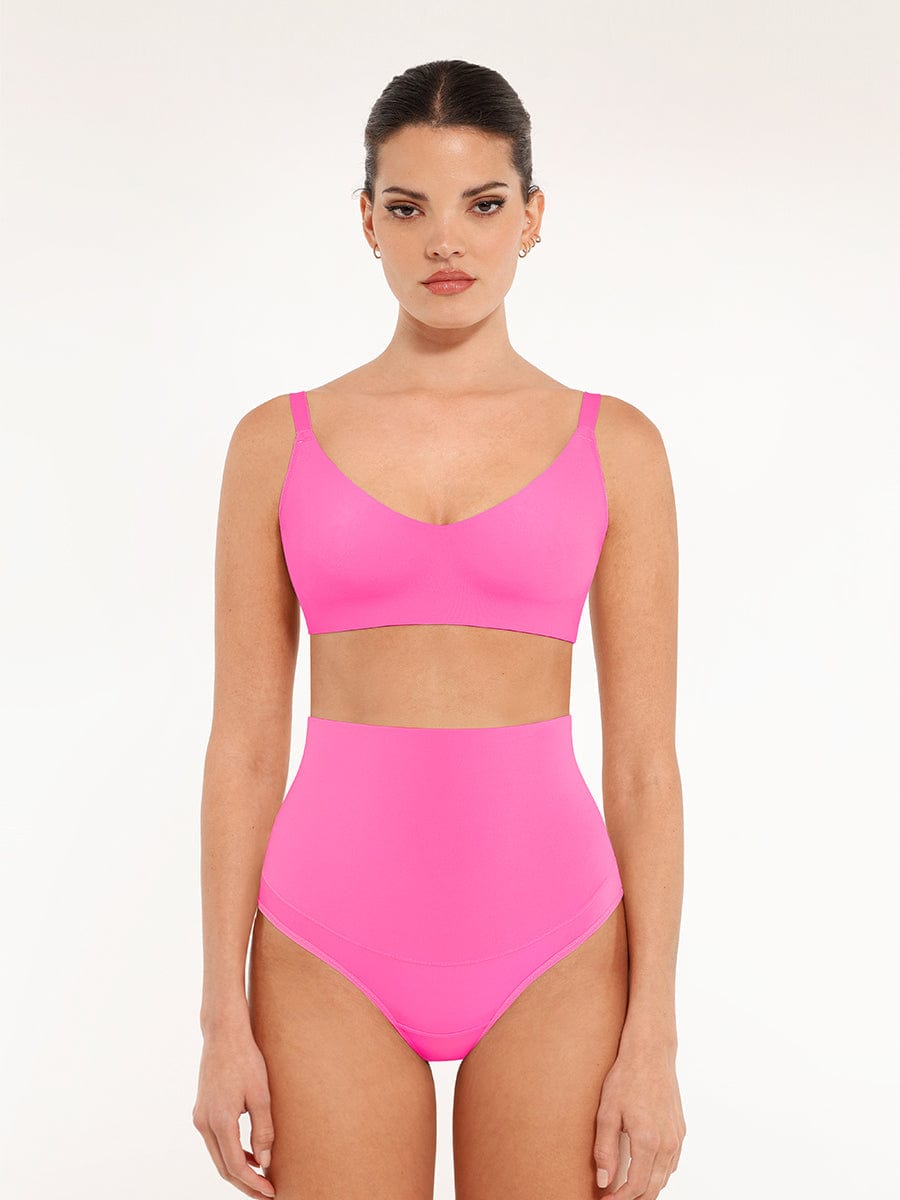Seamless Comfort Underarm Smoothing V-Neck Bralette with Adjustable Straps