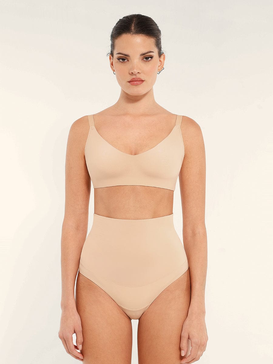 Seamless Comfort Underarm Smoothing V-Neck Bralette with Adjustable Straps