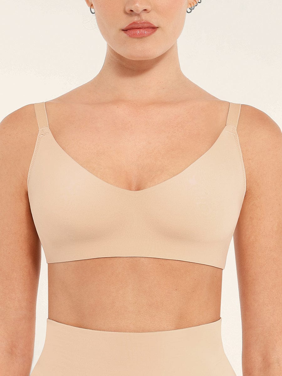 Seamless Comfort Underarm Smoothing V-Neck Bralette with Adjustable Straps