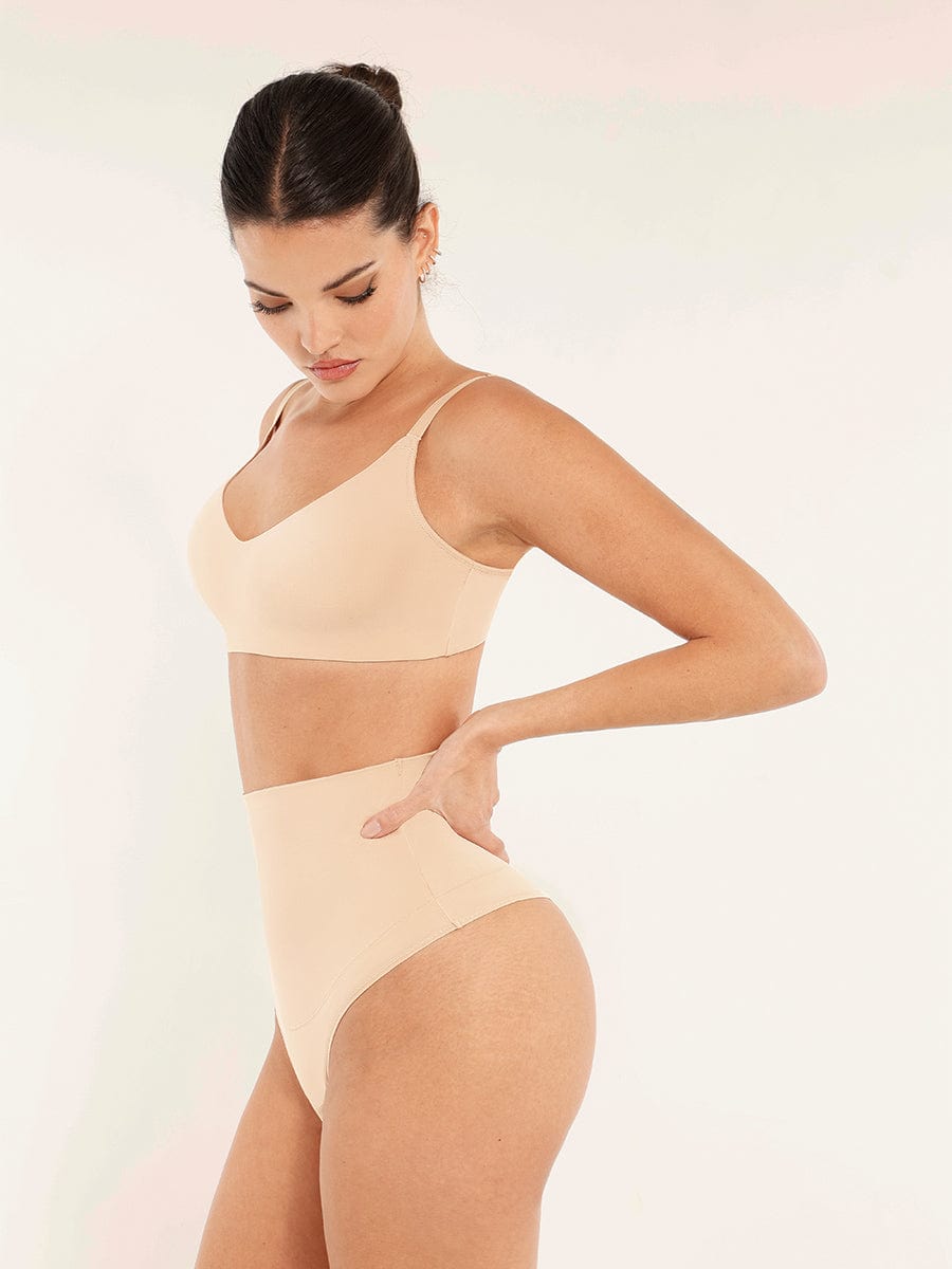 Seamless Comfort Underarm Smoothing V-Neck Bralette with Adjustable Straps