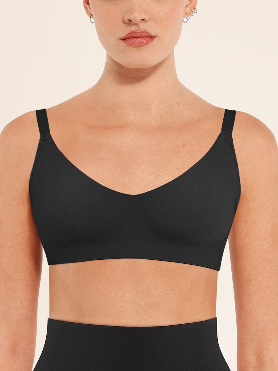 Seamless Comfort Underarm Smoothing V-Neck Bralette with Adjustable Straps