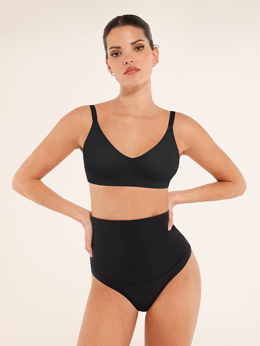 Seamless Comfort Underarm Smoothing V-Neck Bralette with Adjustable Straps