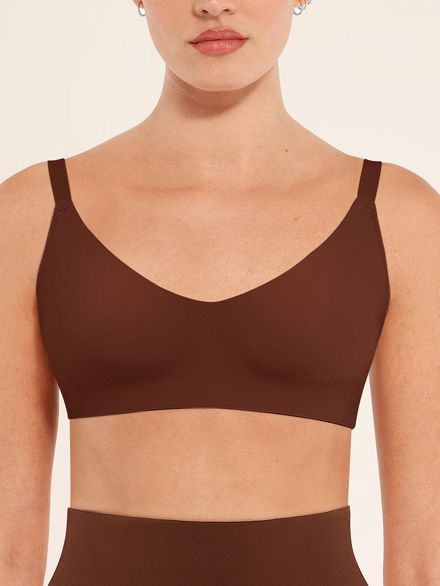 Seamless Comfort Underarm Smoothing V-Neck Bralette with Adjustable Straps