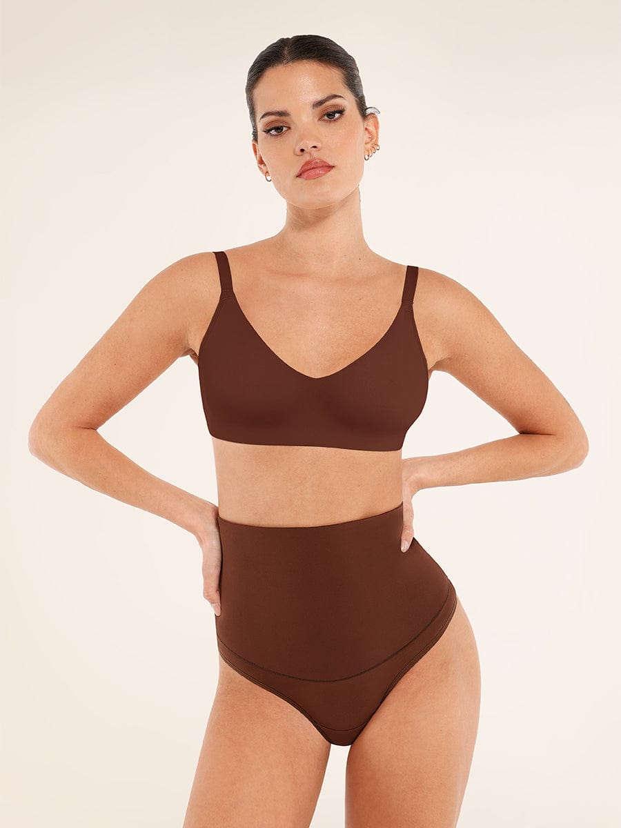 Seamless Comfort Underarm Smoothing V-Neck Bralette with Adjustable Straps