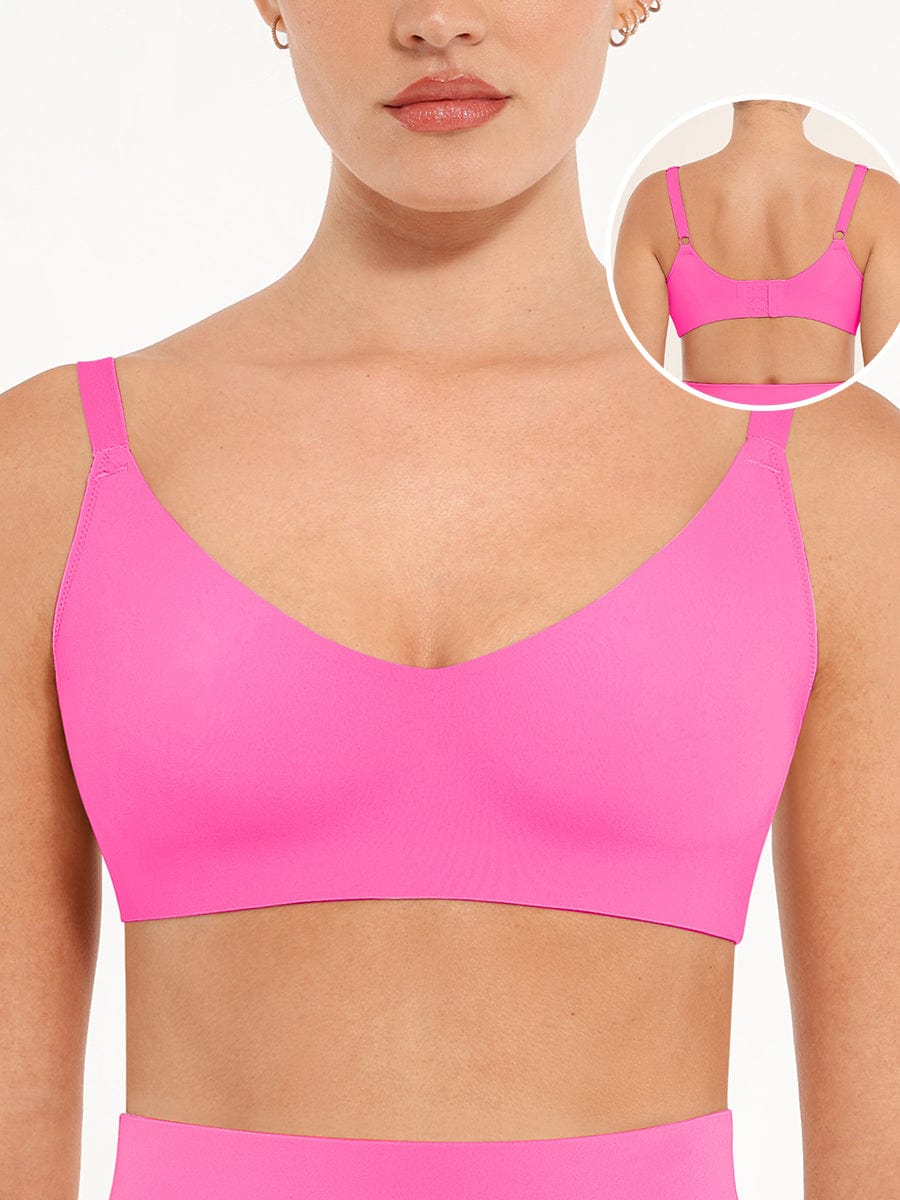 Seamless Comfort Underarm Smoothing V-Neck Bralette with Adjustable Straps