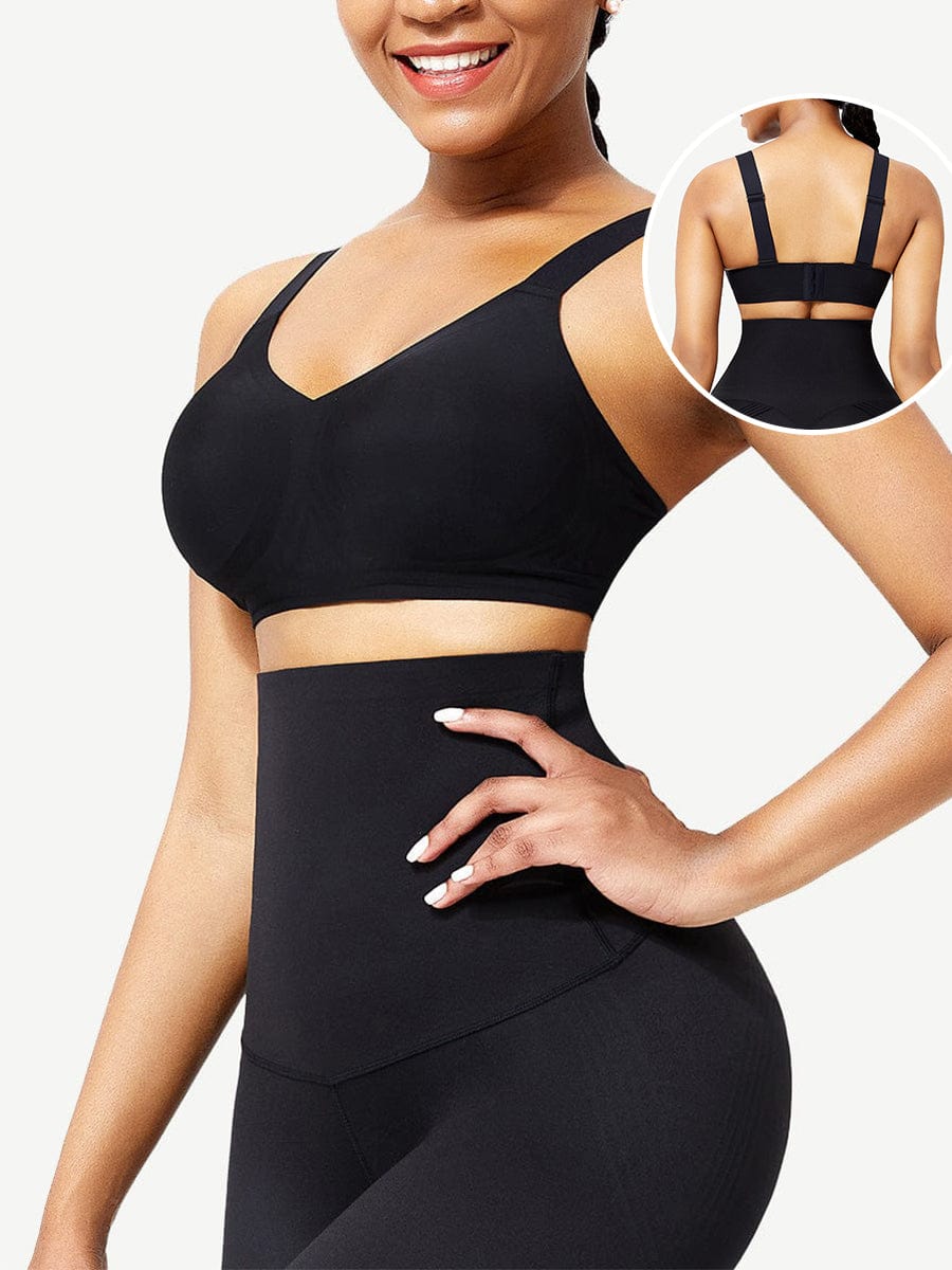 Black Seamless Shapewear Bra Removable Pads Tight Fitting