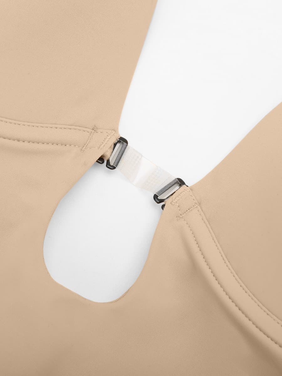 Plunge Low-Back Mid-Thigh Shapewear With Removable Butt And Hips Pads