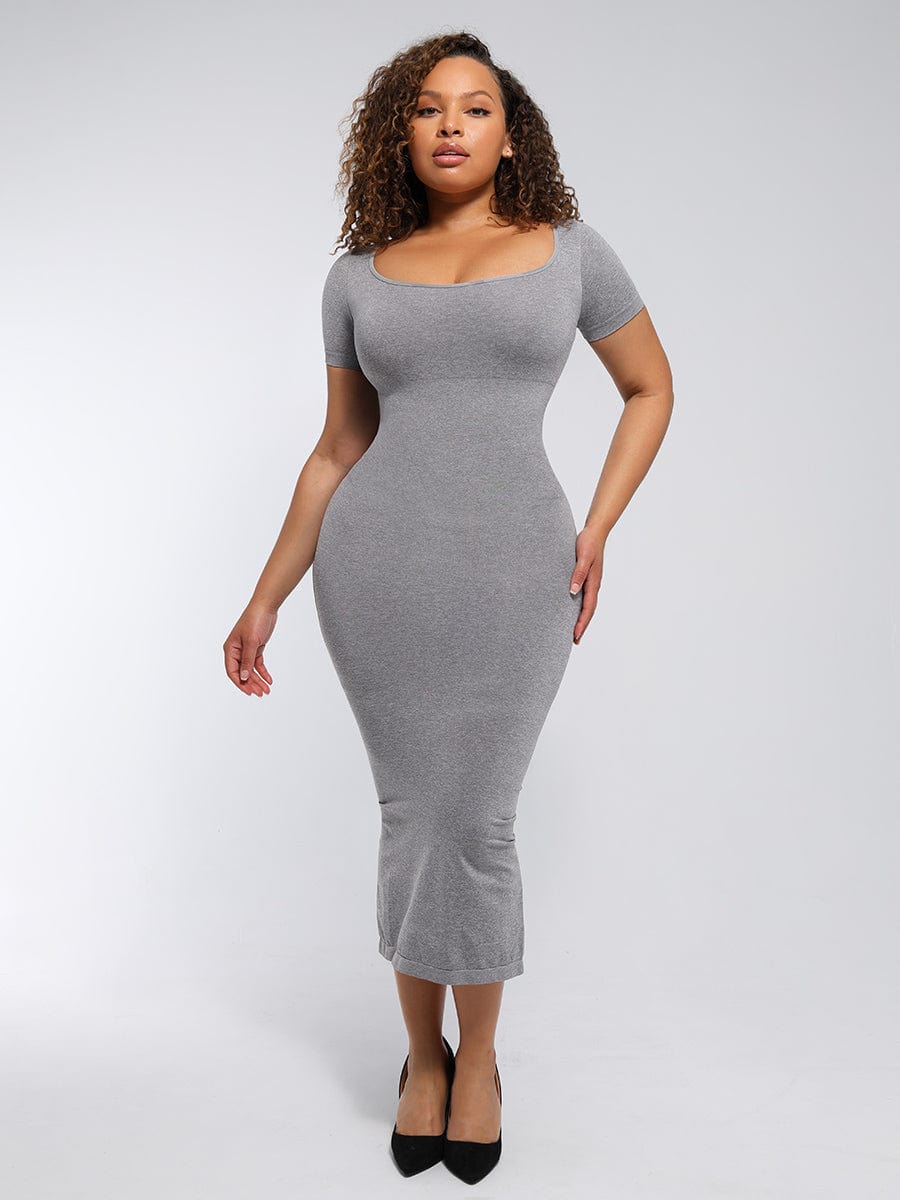 Plunge Low-Back Mid-Thigh Shapewear With Removable Butt And Hips Pads