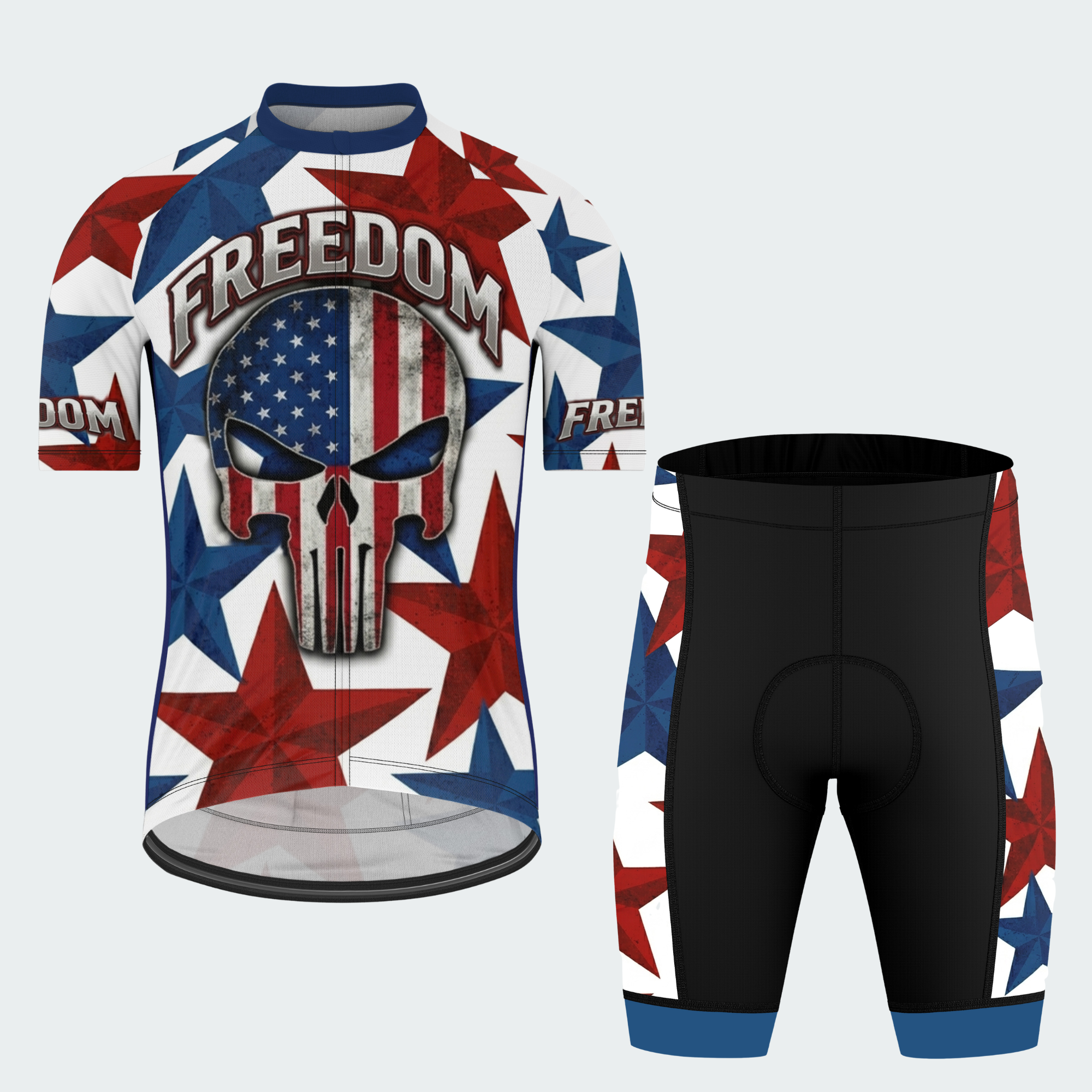 Men’s American Pride Freedom Skull USA Flag Regular Fit Cycling Kit