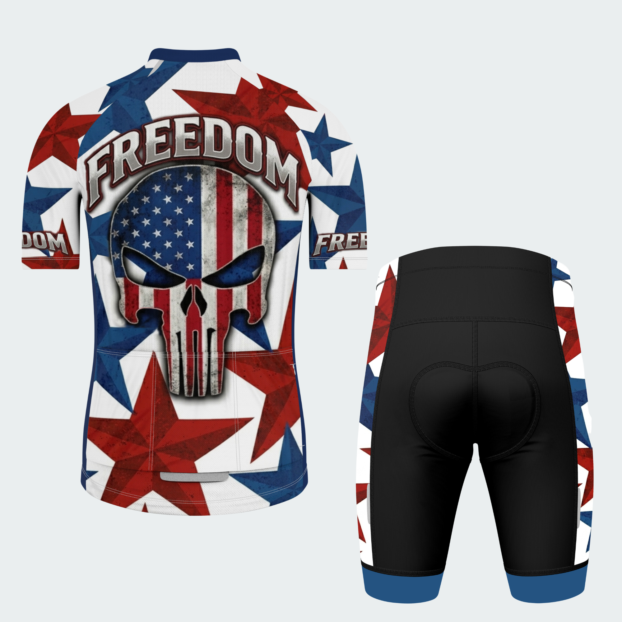 Men’s American Pride Freedom Skull USA Flag Regular Fit Cycling Kit