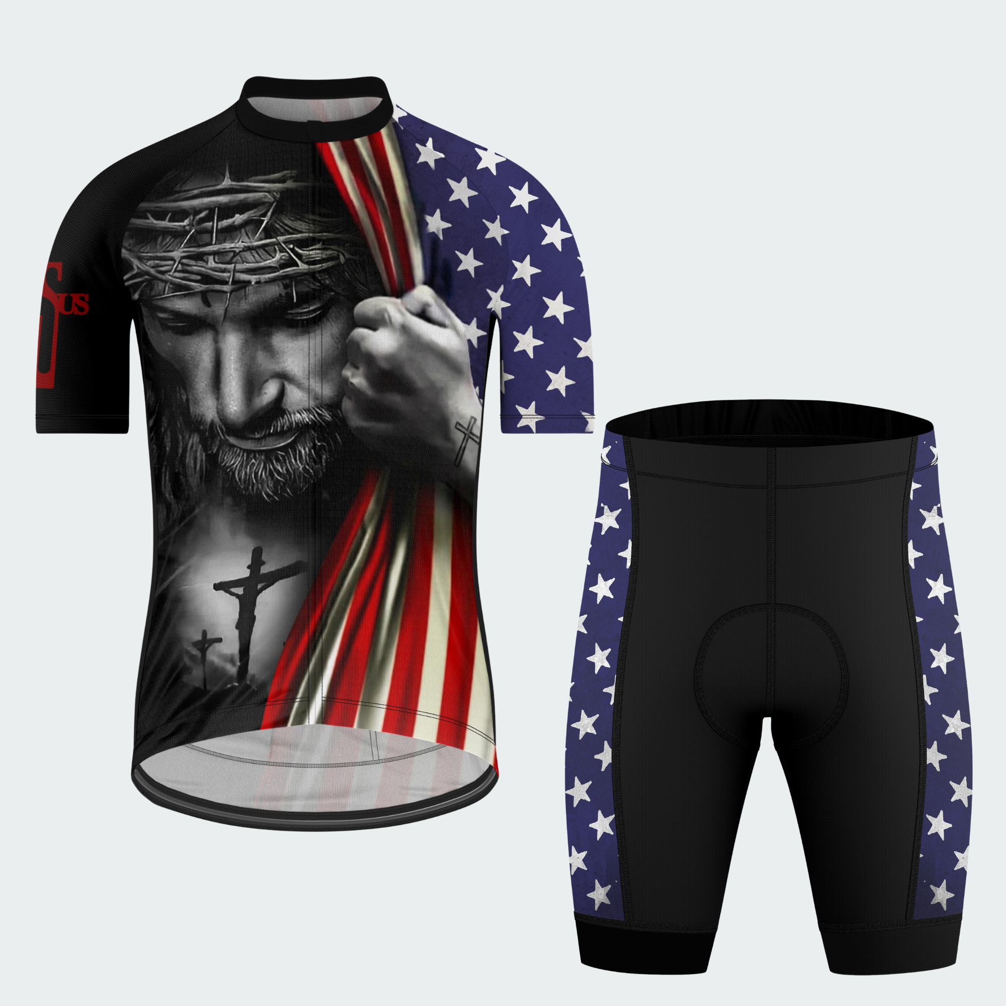 Men’s American Pride Faith and Freedom Christian Patriotic Regular Fit Cycling Kit