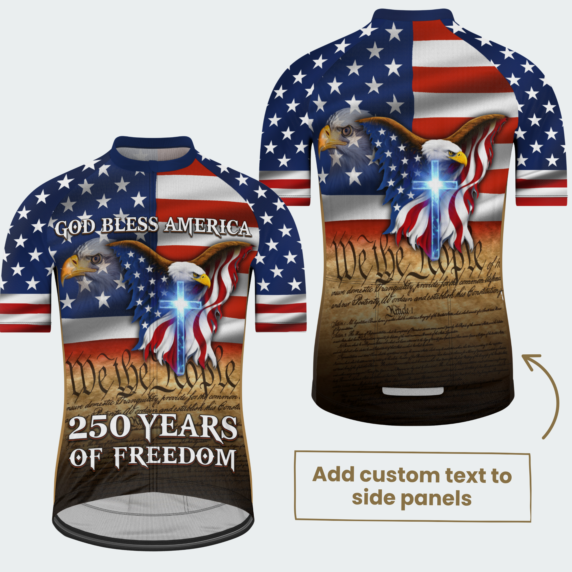 Men’s American Pride God Bless America 250 Years of Freedom Custom Cycling Jersey