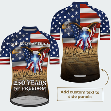 Men’s American Pride God Bless America 250 Years of Freedom Custom Cycling Jersey