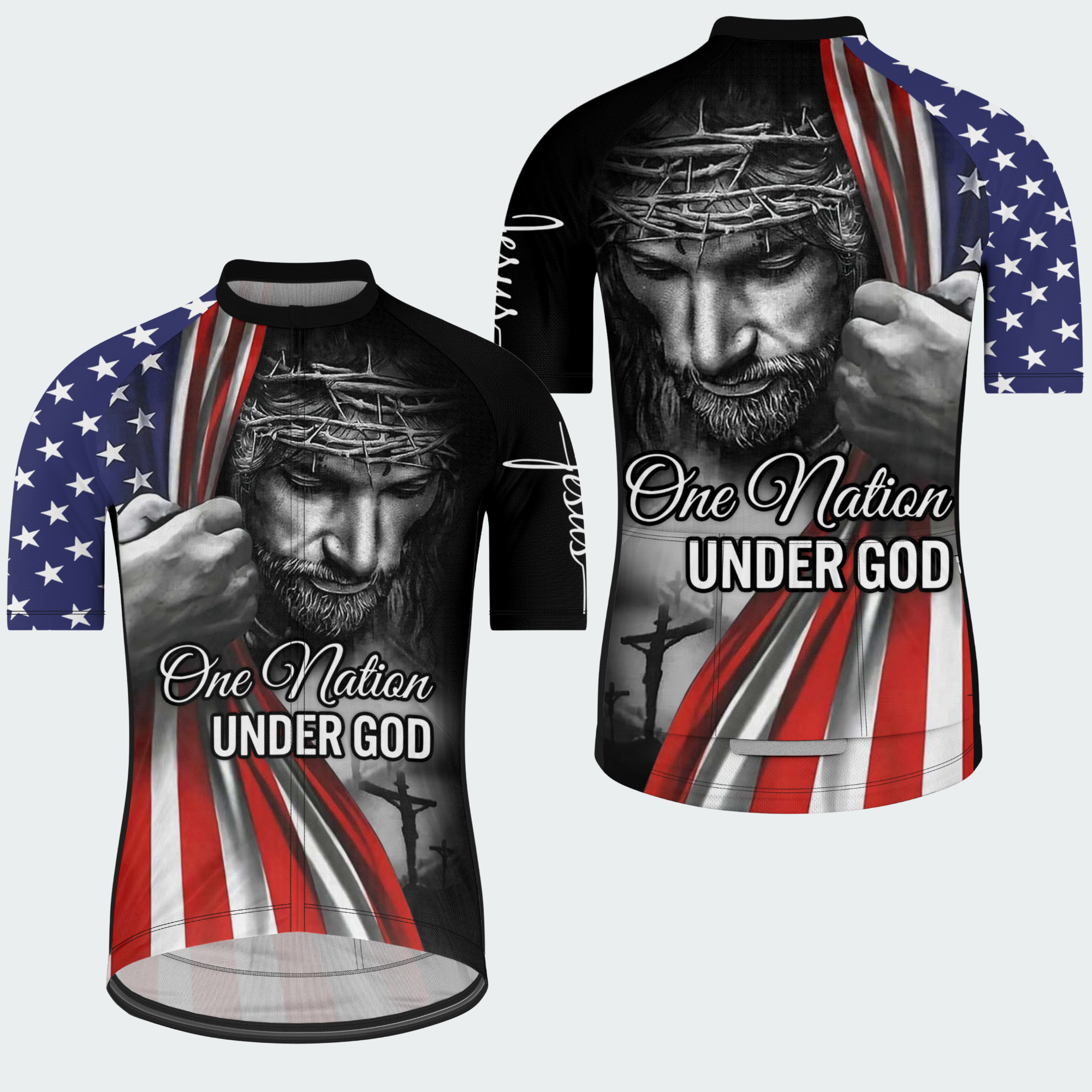 Men’s American Pride One Nation Under God Faith Tribute Regular Fit Cycling Kit
