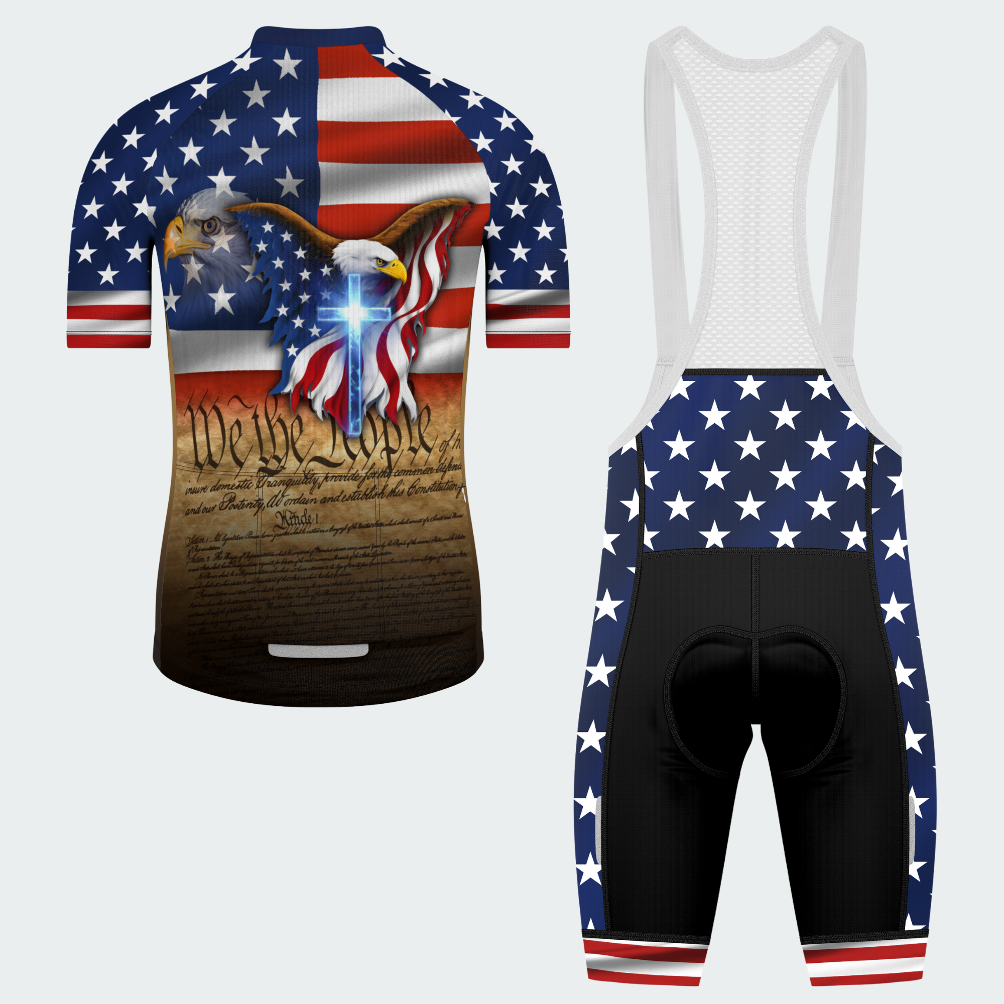 Men’s American Pride God Bless America 250 Years of Freedom Custom Cycling Jersey