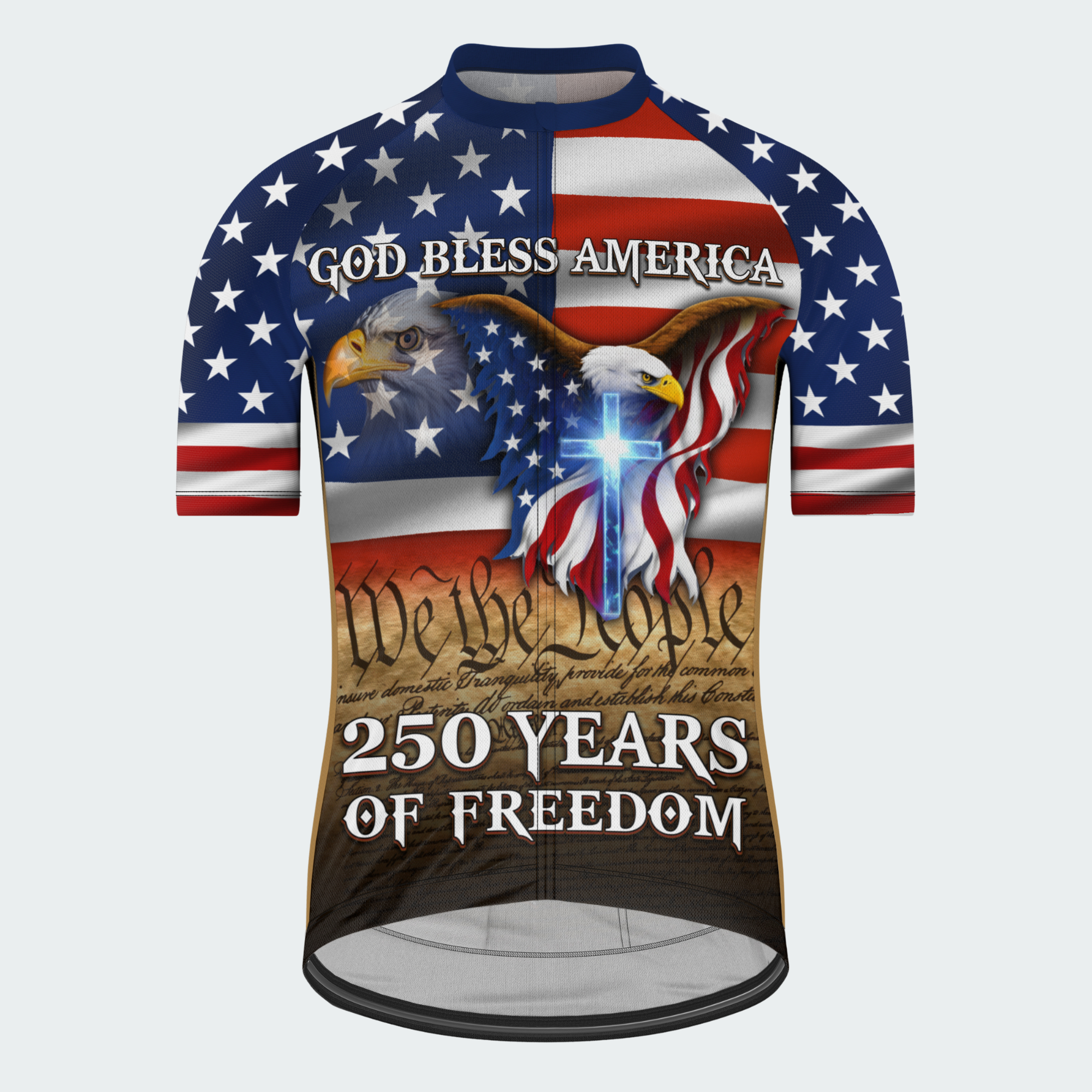 Men’s American Pride God Bless America 250 Years of Freedom Custom Cycling Jersey