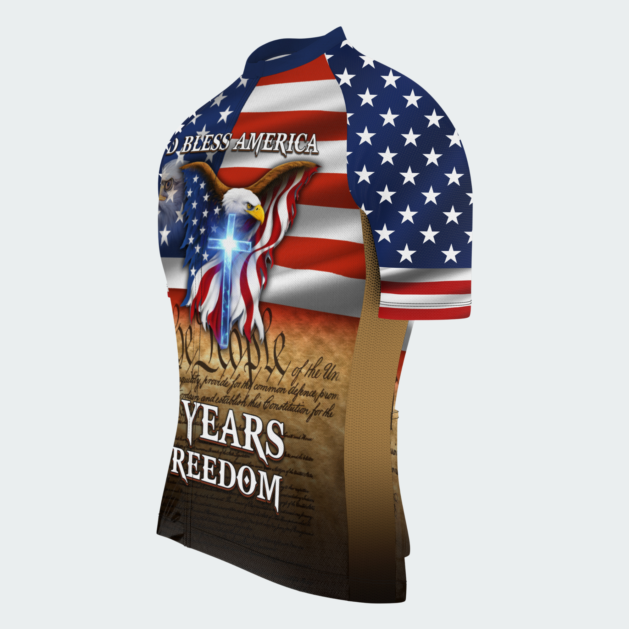 Men’s American Pride God Bless America 250 Years of Freedom Custom Cycling Jersey