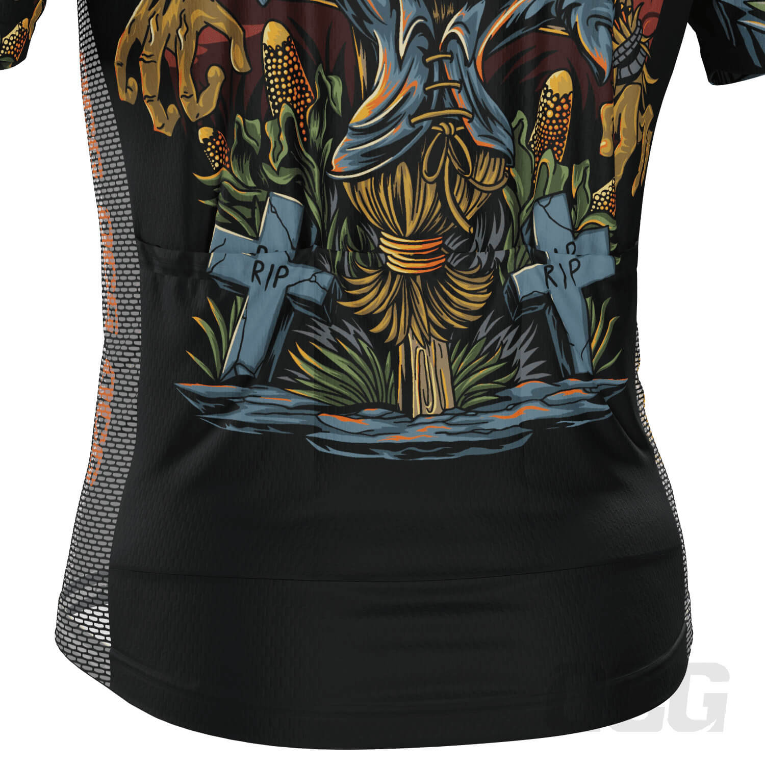 Men's Halloween Scarecrow Pumpkin Head Short Sleeve Cycling Jersey