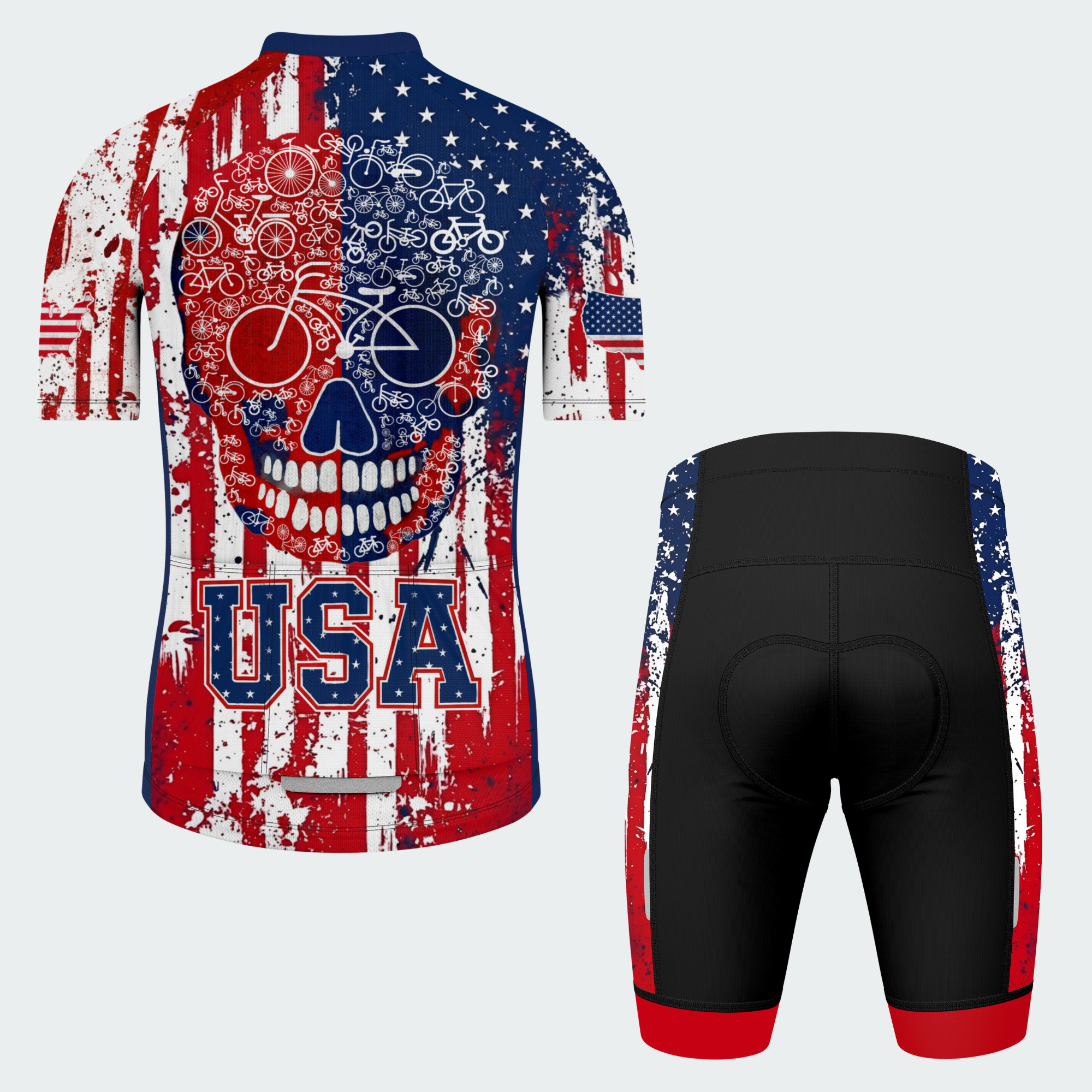 Men’s American Pride USA Bike Skull Identity Regular Fit Cycling Kit