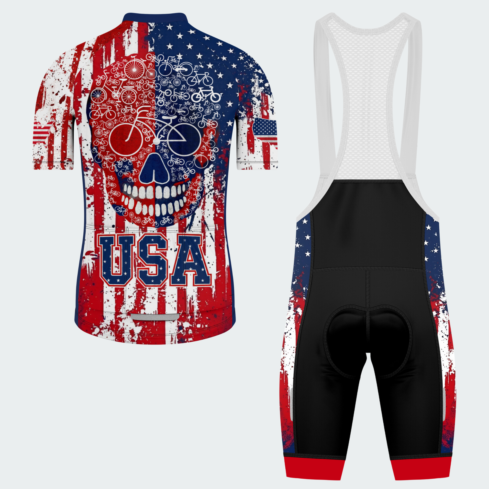 Men’s American Pride USA Bike Skull Identity Regular Fit Cycling Kit