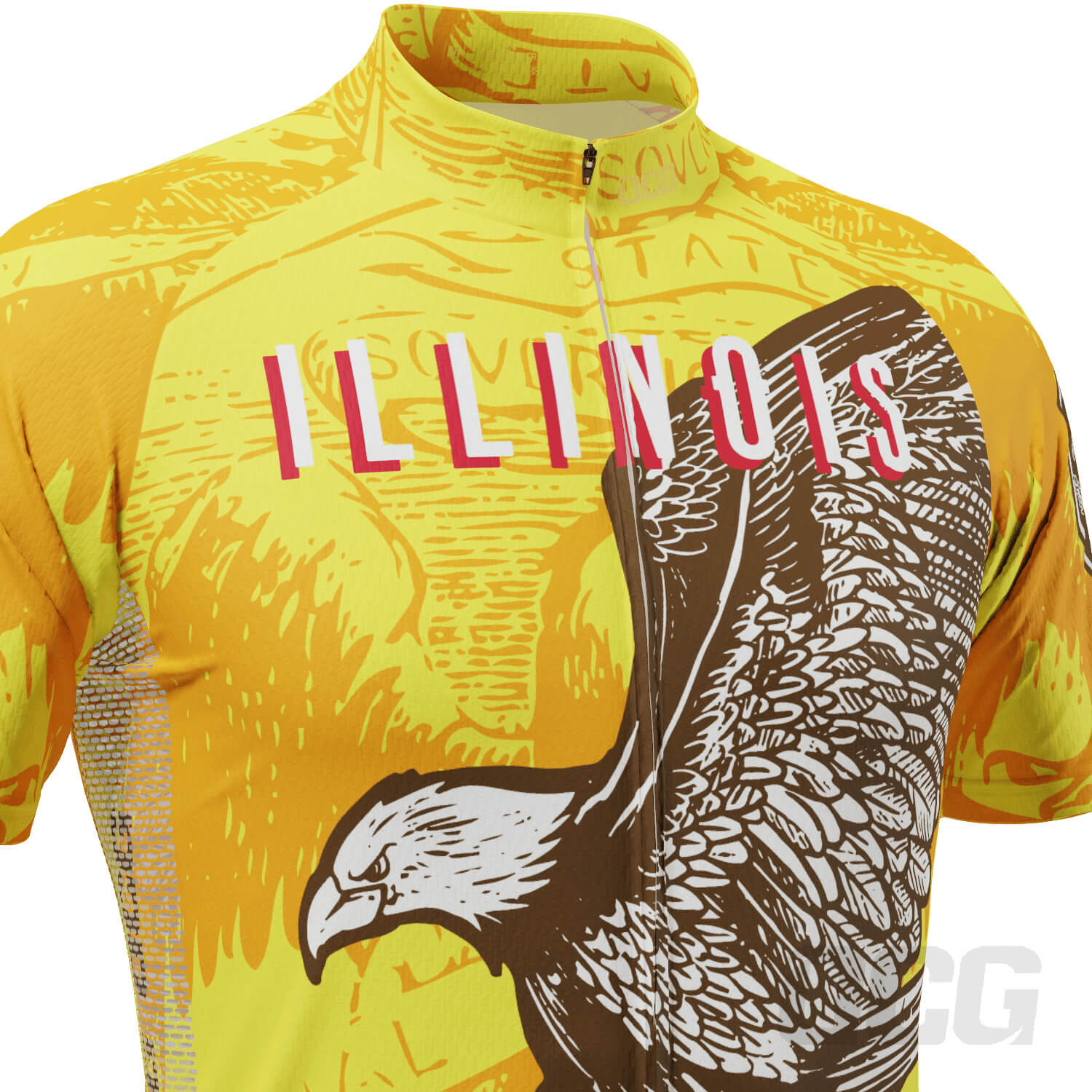 Men's Illinois US State Icon Short Sleeve Cycling Jersey