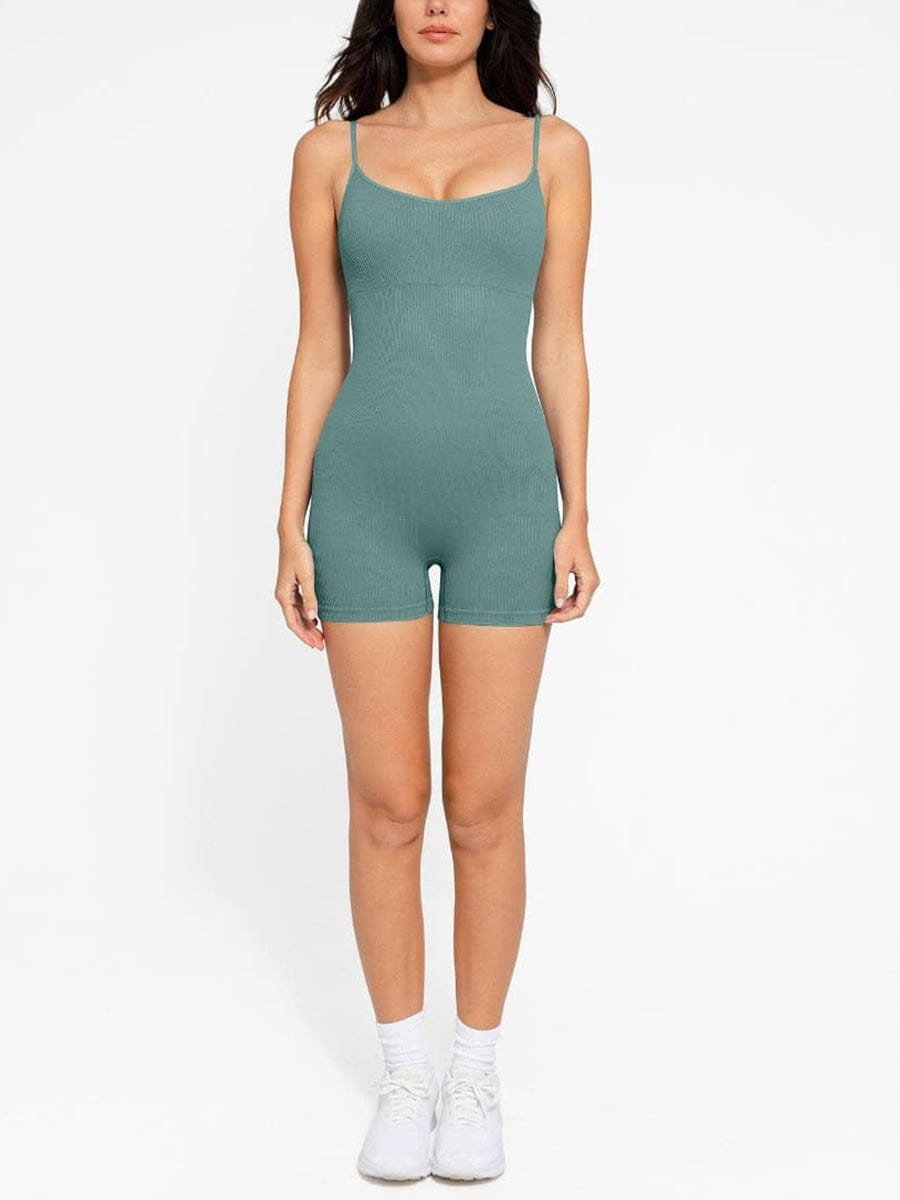 Eco-friendly🌿 Seamless Ribbed Tank Shapewear Romper with Adjustable Straps