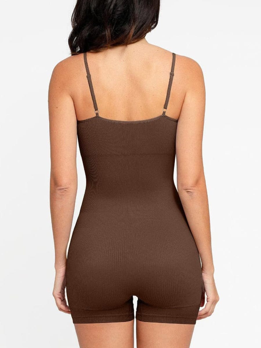 Eco-friendly🌿 Seamless Ribbed Tank Shapewear Romper with Adjustable Straps
