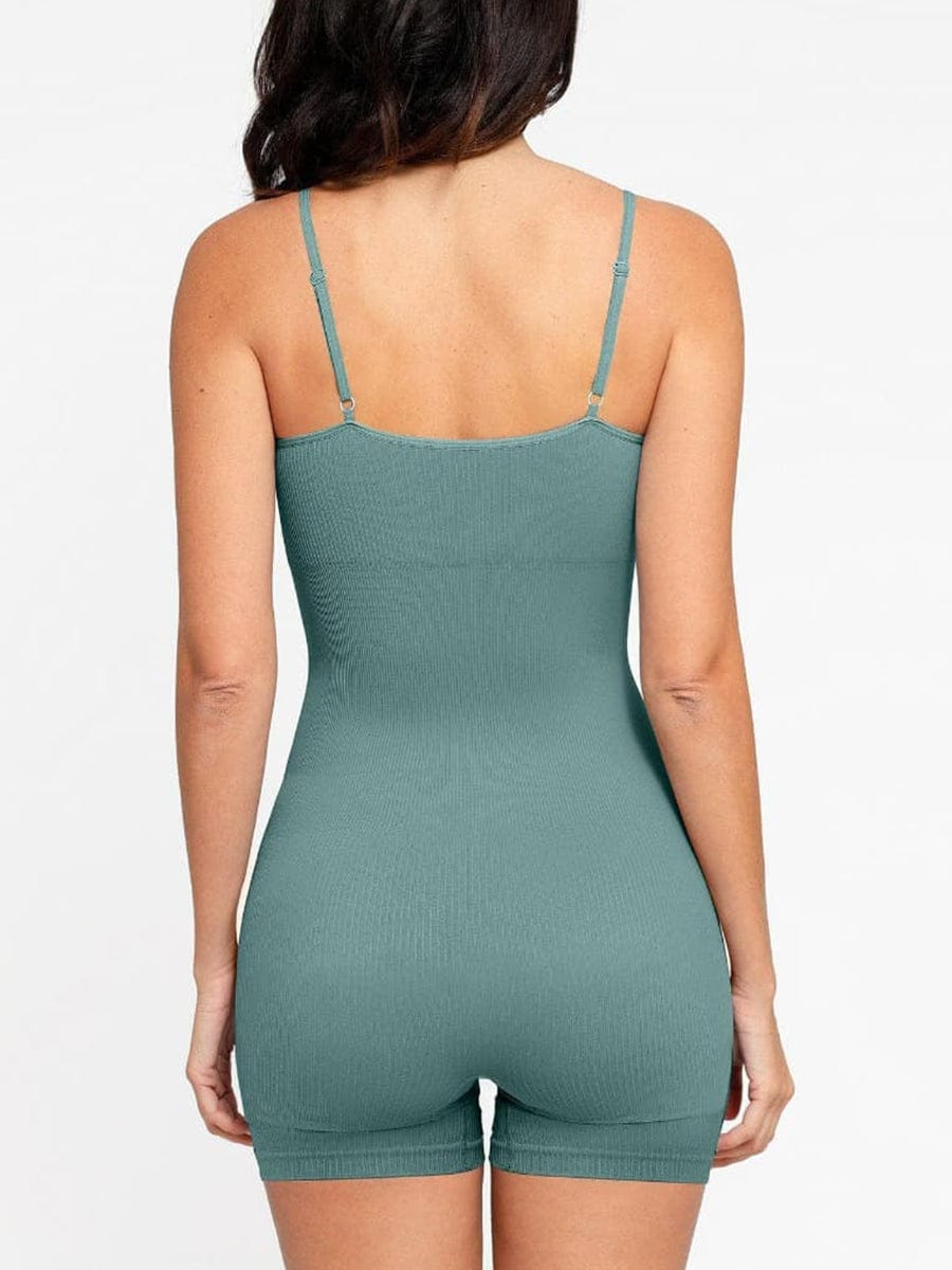 Eco-friendly🌿 Seamless Ribbed Tank Shapewear Romper with Adjustable Straps