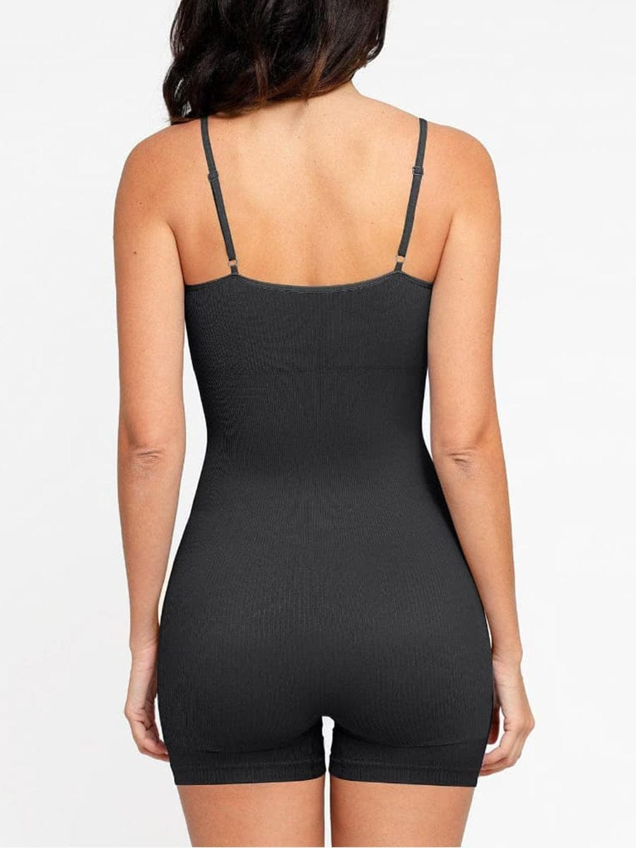 Eco-friendly🌿 Seamless Ribbed Tank Shapewear Romper with Adjustable Straps