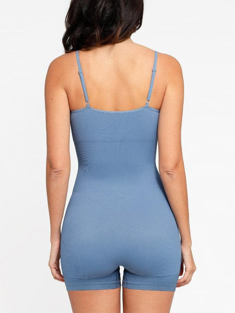Eco-friendly🌿 Seamless Ribbed Tank Shapewear Romper with Adjustable Straps