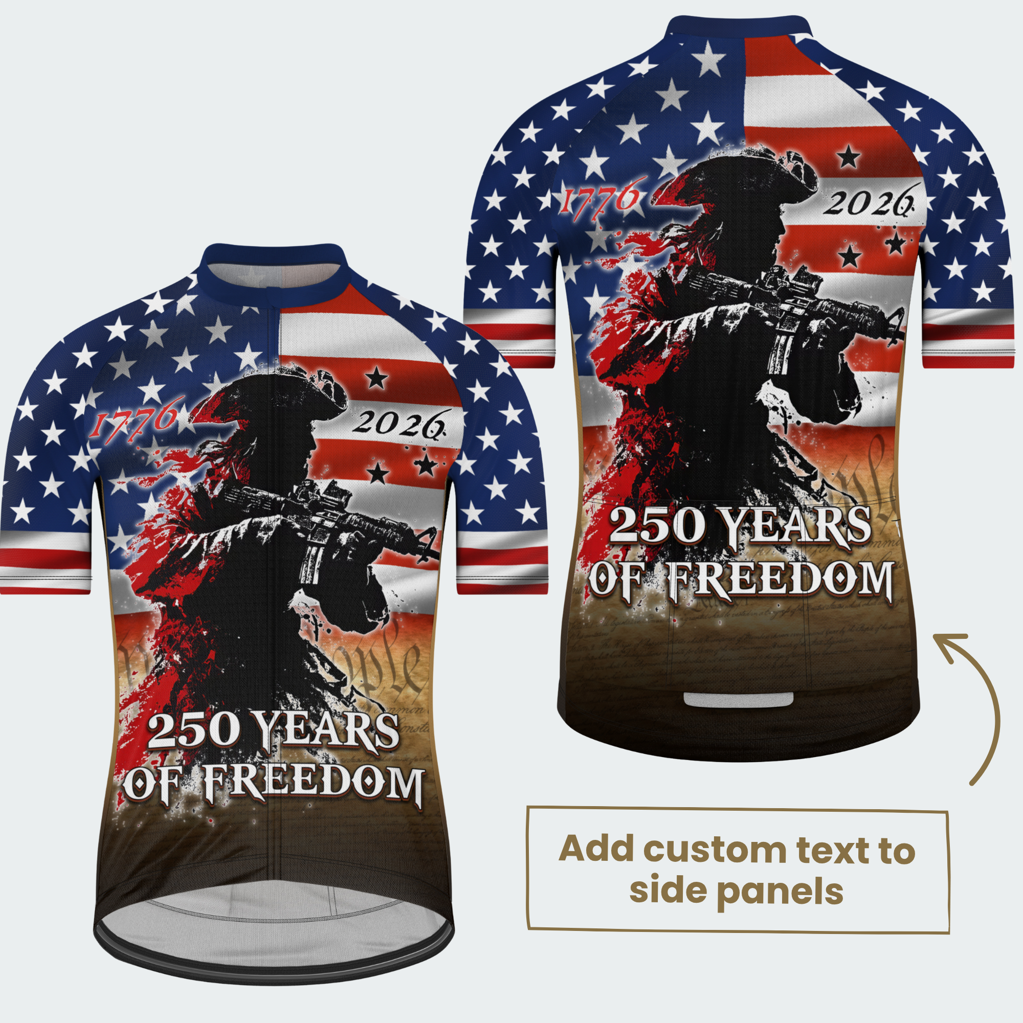 Men’s American Pride 250 Years of Freedom Soldier Patriotic Regular Fit Cycling Jersey