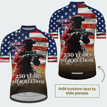 Men’s American Pride 250 Years of Freedom Soldier Patriotic Regular Fit Cycling Jersey