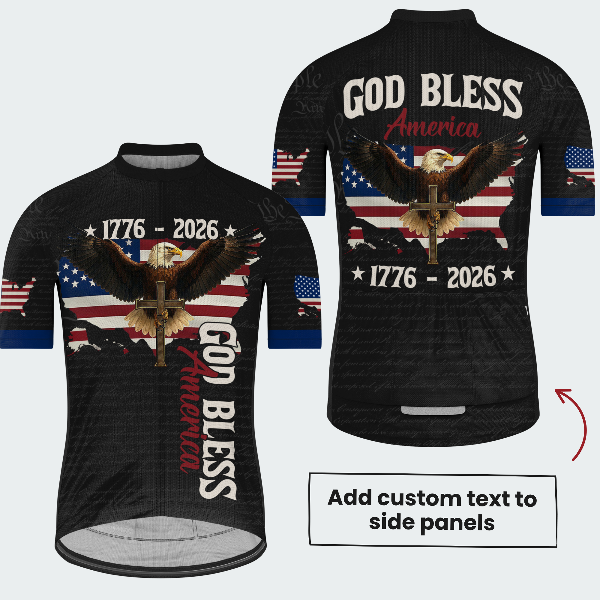Men’s American Pride God Bless America 1776–2026 Patriotic Regular Fit Cycling Jersey
