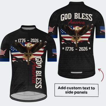 Men’s American Pride God Bless America 1776–2026 Patriotic Regular Fit Cycling Jersey