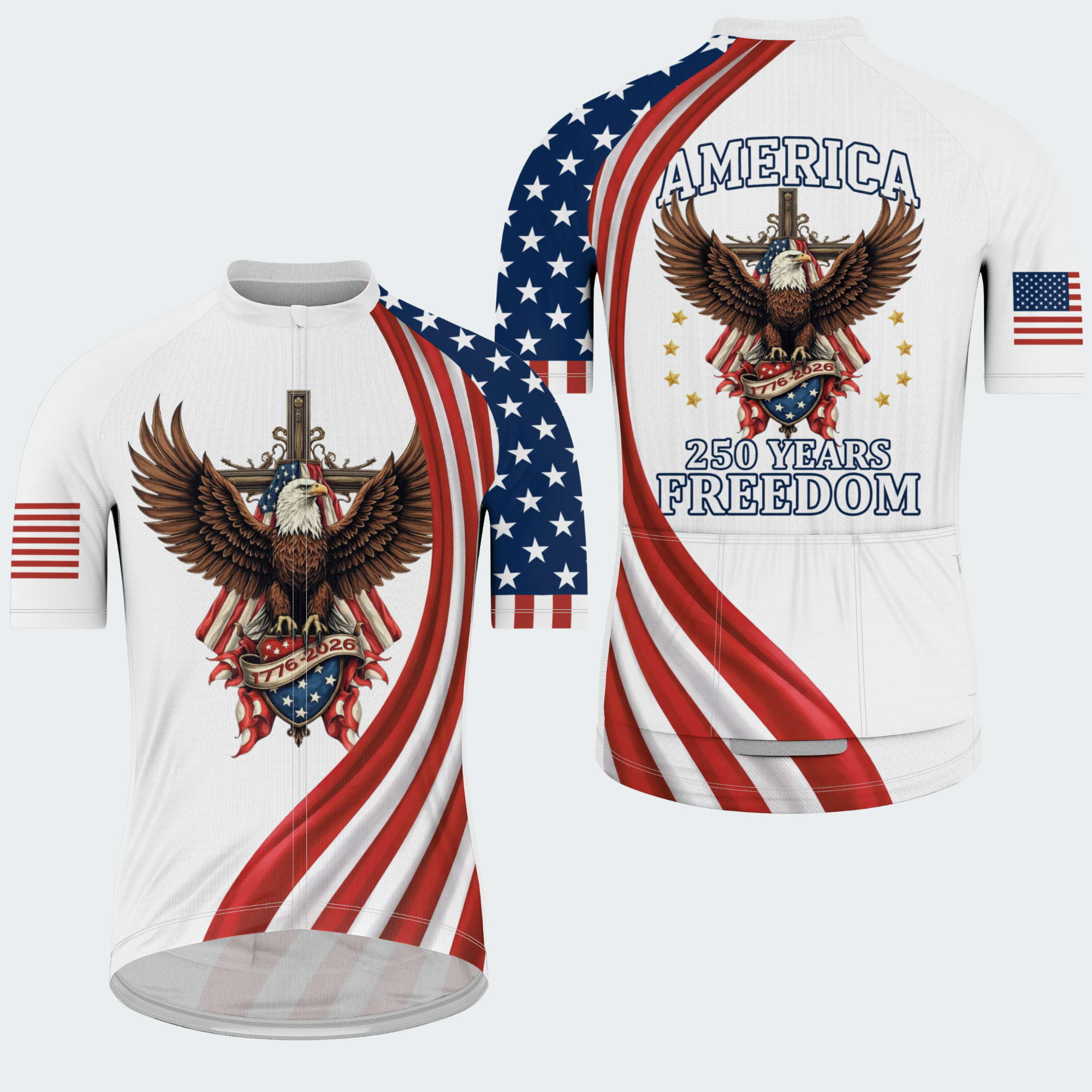Men’s American Pride 250th Anniversary Faith & Freedom Eagle Regular Fit Cycling Jersey