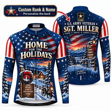 Personalized Army Veteran Home for the Holidays Cycling Jersey & Kit Custom Name Mockup