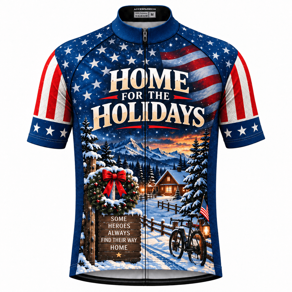 Personalized Army Veteran Home for the Holidays Cycling Jersey & Kit Men Short Sleeve Front Jersey