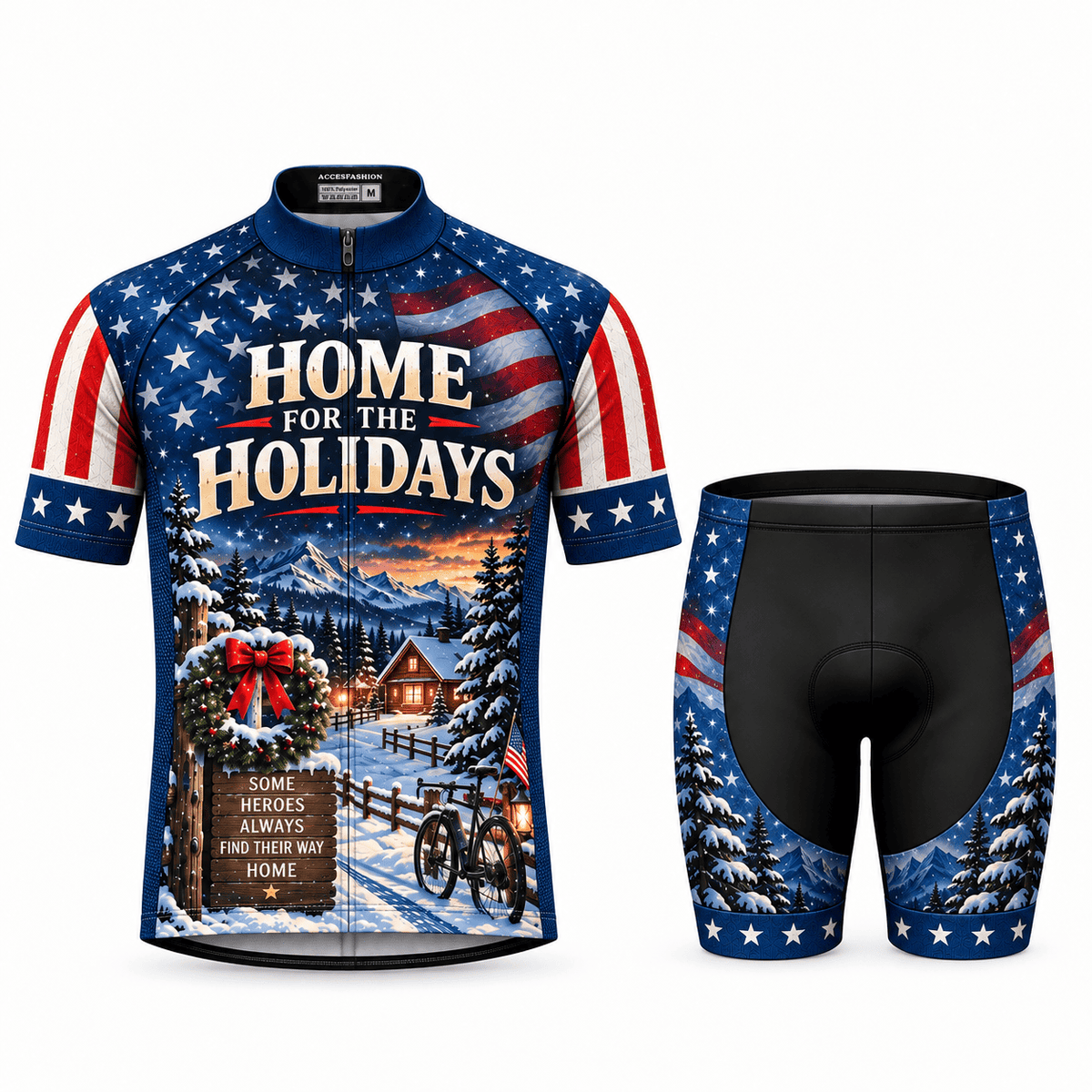 Personalized Army Veteran Home for the Holidays Cycling Jersey & Kit Men Short Sleeve Shorts Kit