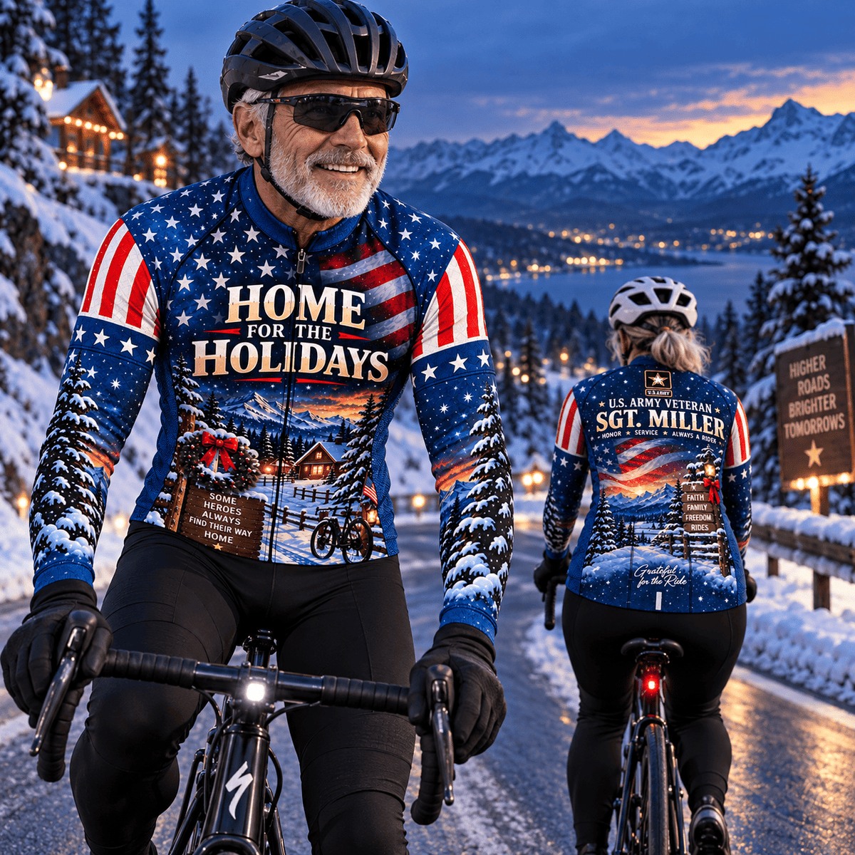 Personalized Army Veteran Home for the Holidays Cycling Jersey & Kit Rider Lifestyle