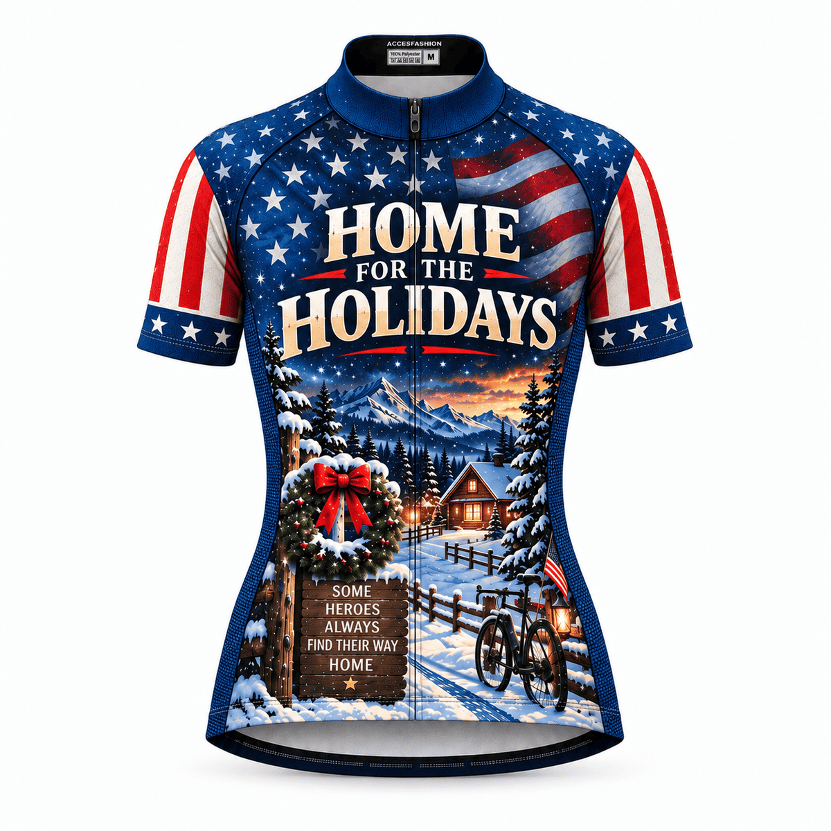 Personalized Army Veteran Home for the Holidays Cycling Jersey & Kit Women Short Sleeve Front Jersey