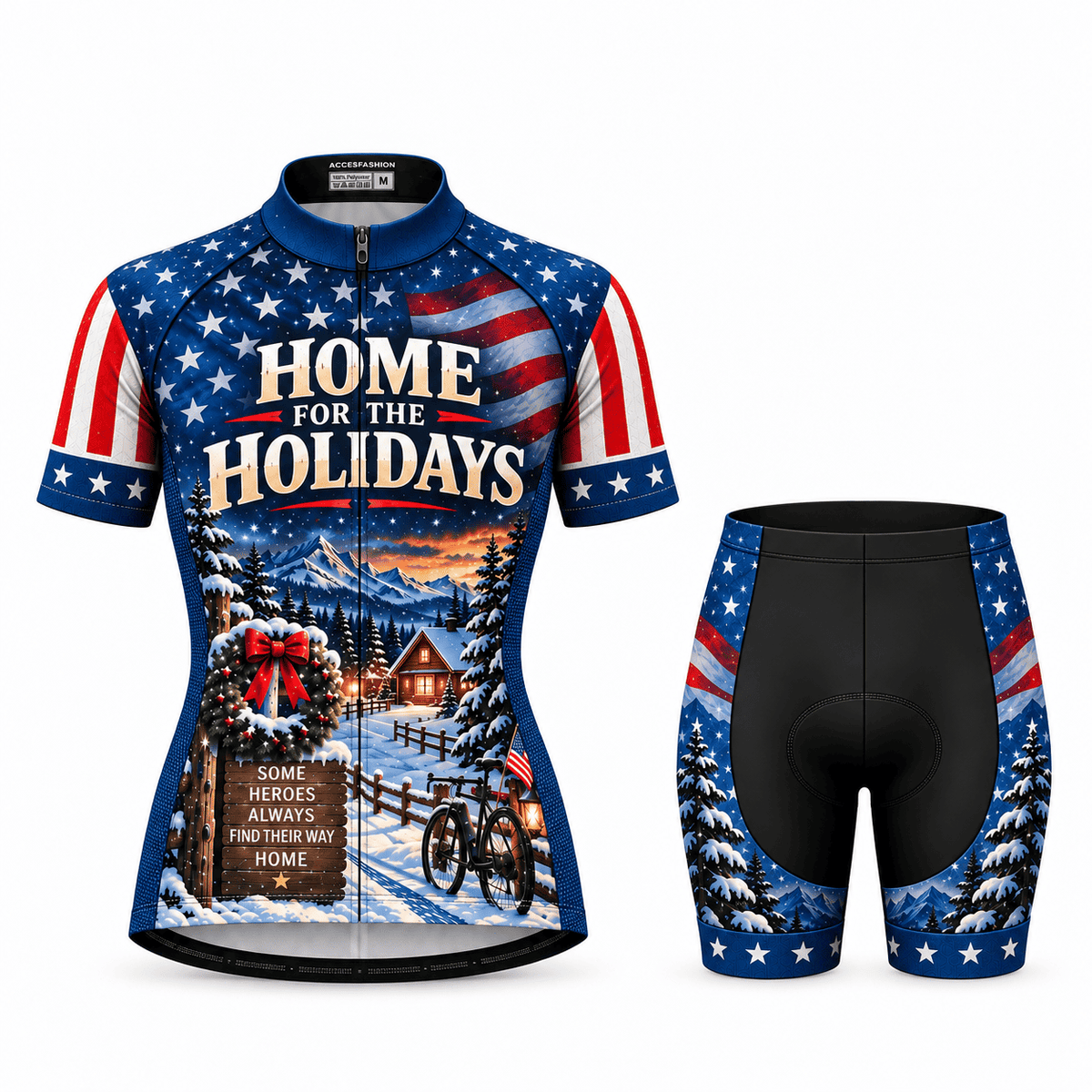 Personalized Army Veteran Home for the Holidays Cycling Jersey & Kit Women Short Sleeve Shorts Kit