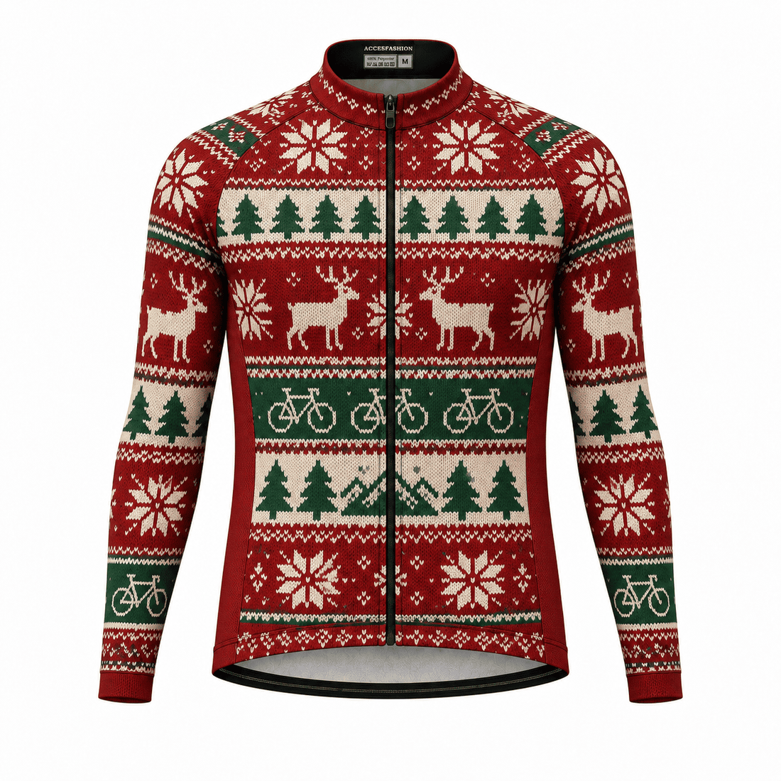 Personalized Christmas Fair Isle Cycling Jersey & Kit Custom Name Mockup