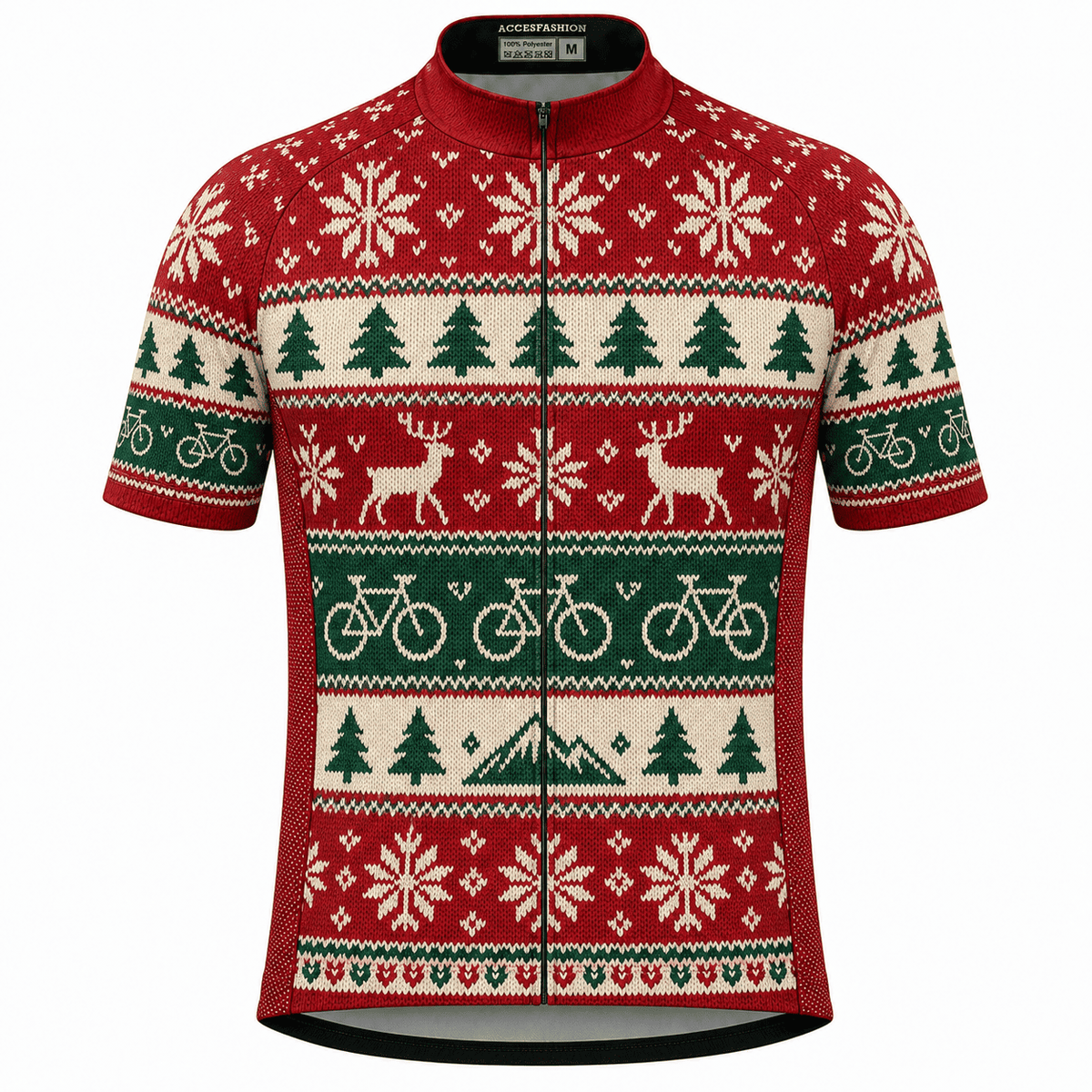 Personalized Christmas Fair Isle Cycling Jersey & Kit Men Short Sleeve Front Jersey