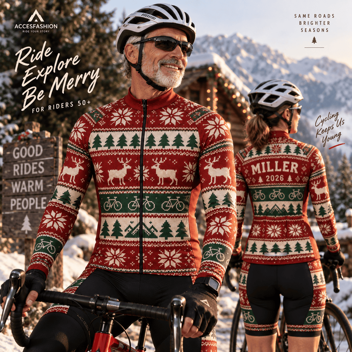 Personalized Christmas Fair Isle Cycling Jersey & Kit Rider Lifestyle