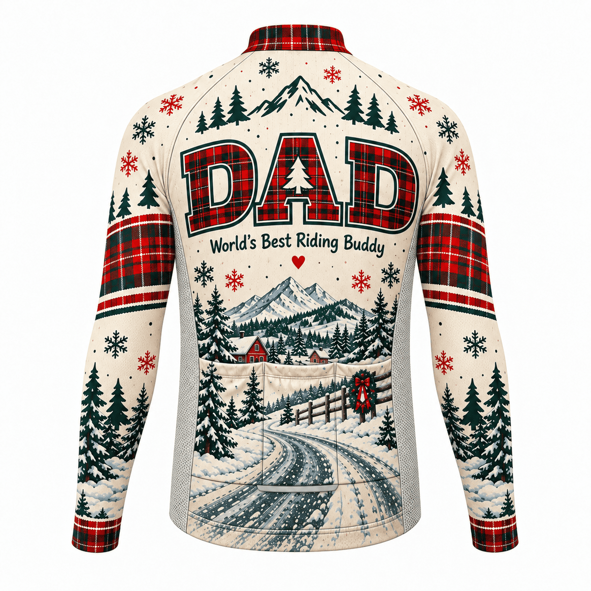 Personalized Dad's Christmas Ride Cycling Jersey & Kit Back Custom Name Long Sleeve Jersey