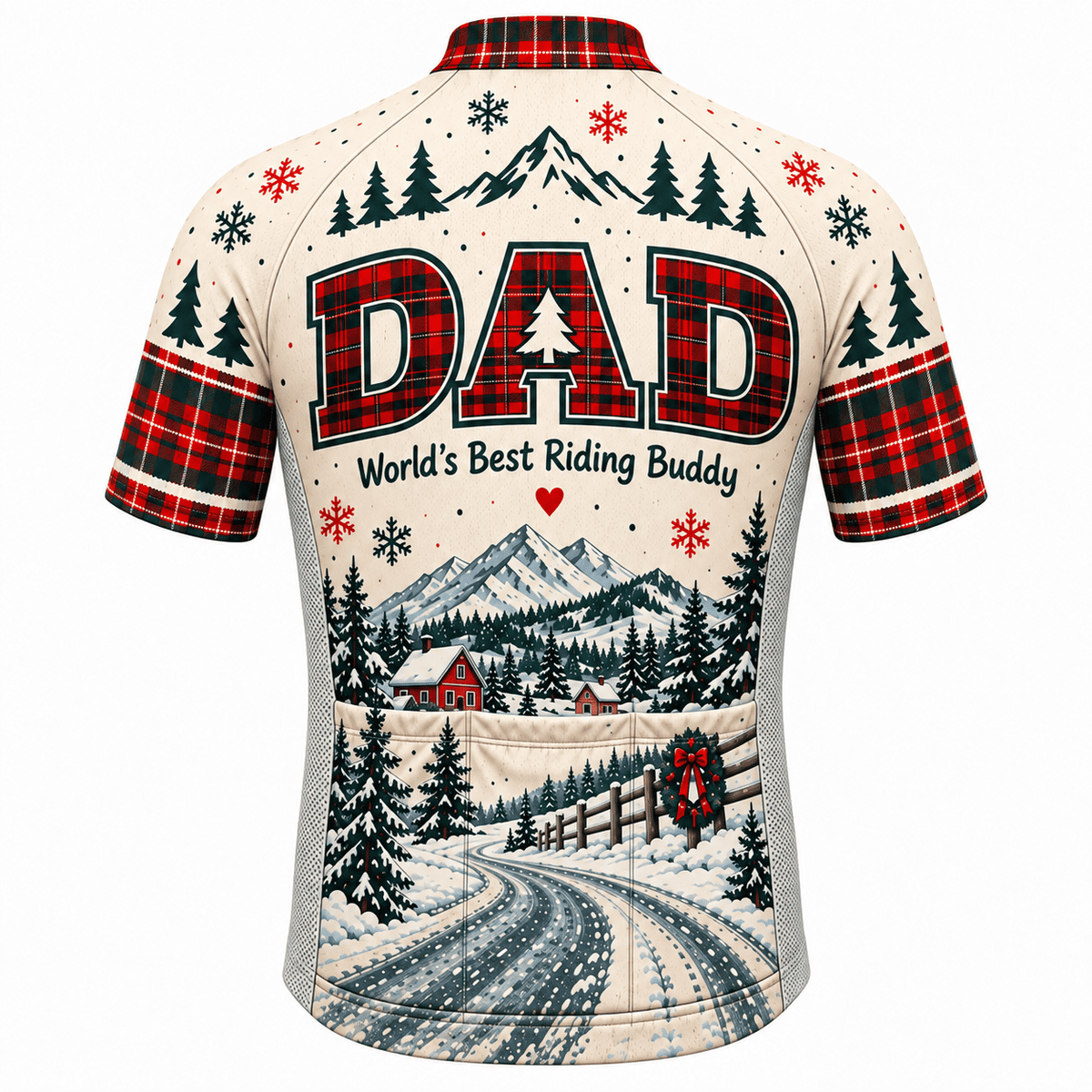 Personalized Dad's Christmas Ride Cycling Jersey & Kit Back Custom Name Short Sleeve Jersey