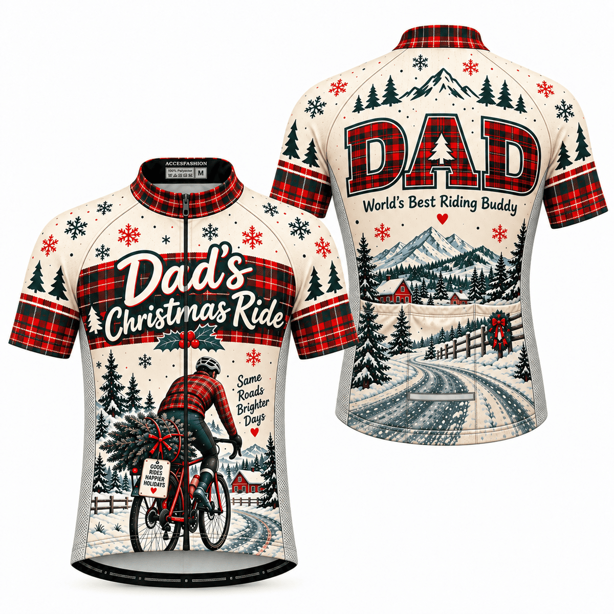 Personalized Dad's Christmas Ride Cycling Jersey & Kit Custom Name Mockup Short Sleeve